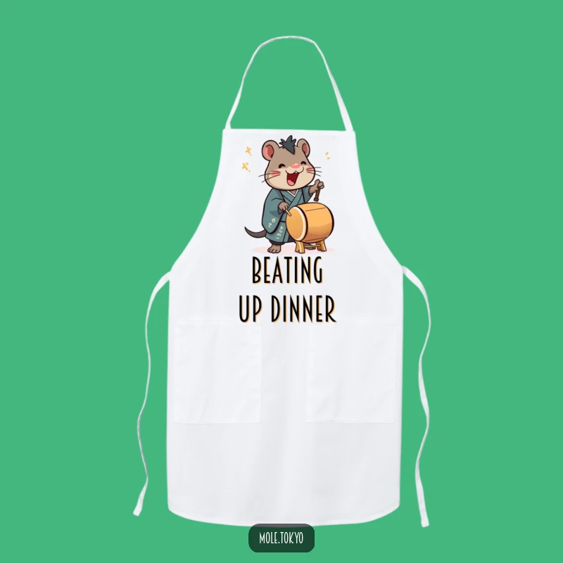 Funny Mole Taiko Drummer Apron: Kimono Beats, Kitchen Gift