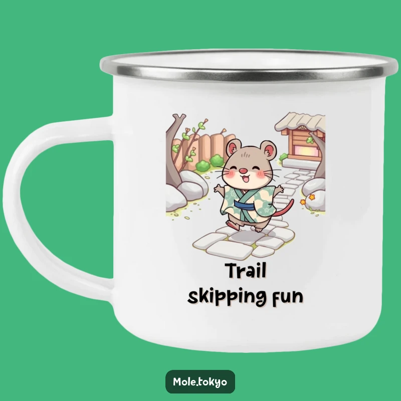 Funny Cheerful Mole Camping Mug: Kimono Skip, Outdoor Playfulness Gift