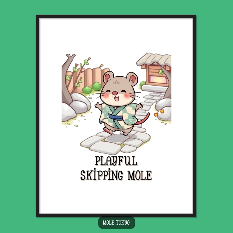Funny Cheerful Mole Digital Print: Kimono Skipper Art, Instant Playful Gift