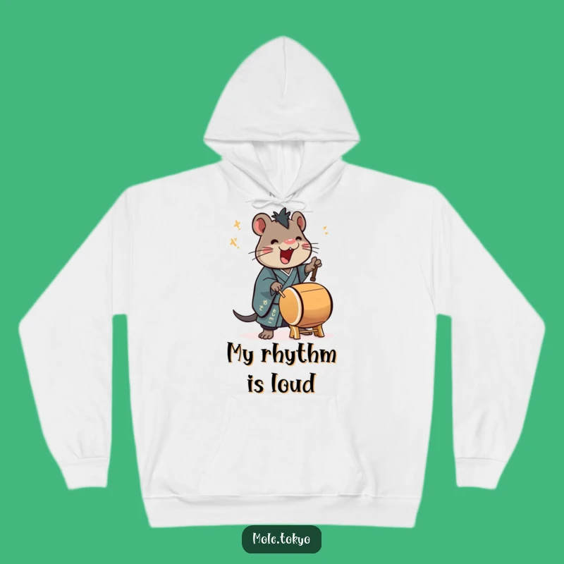 Funny Mole Taiko Drummer Hoodie: Cozy Kimono Beat, Warm Gift