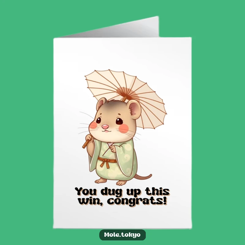 Free Printable Congrats Card: Mole in Kimono Celebration Downloadable Gift