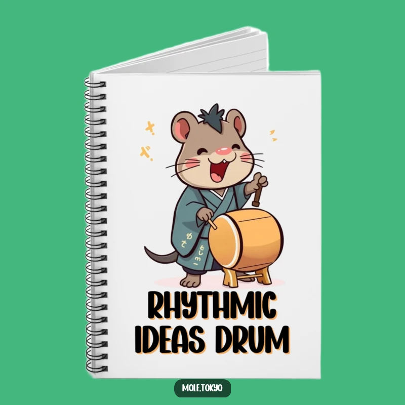 Funny Mole Taiko Drummer Notebook: Kimono Rhythm for Notes, Gift